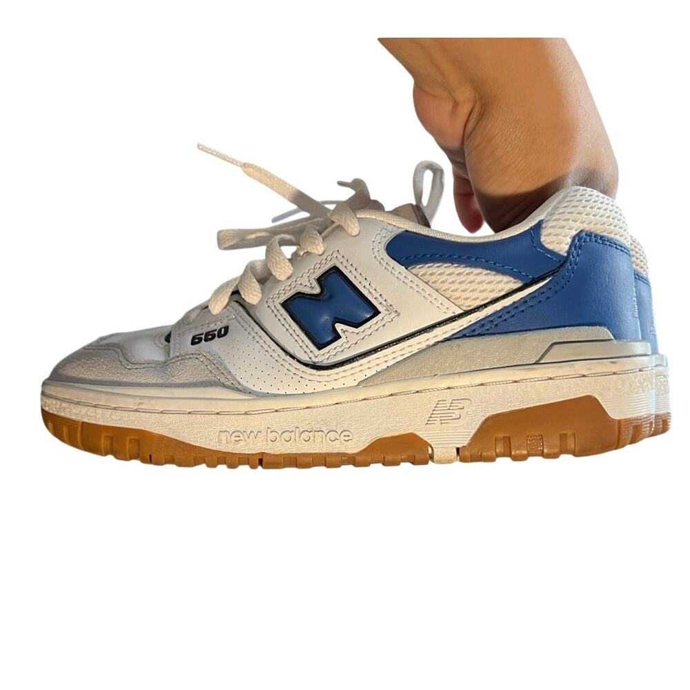 New Balance 550 White Blue Gum Sneakers Big Kids Size 5.5 Women’s 7 Retro - Picture 11 of 11